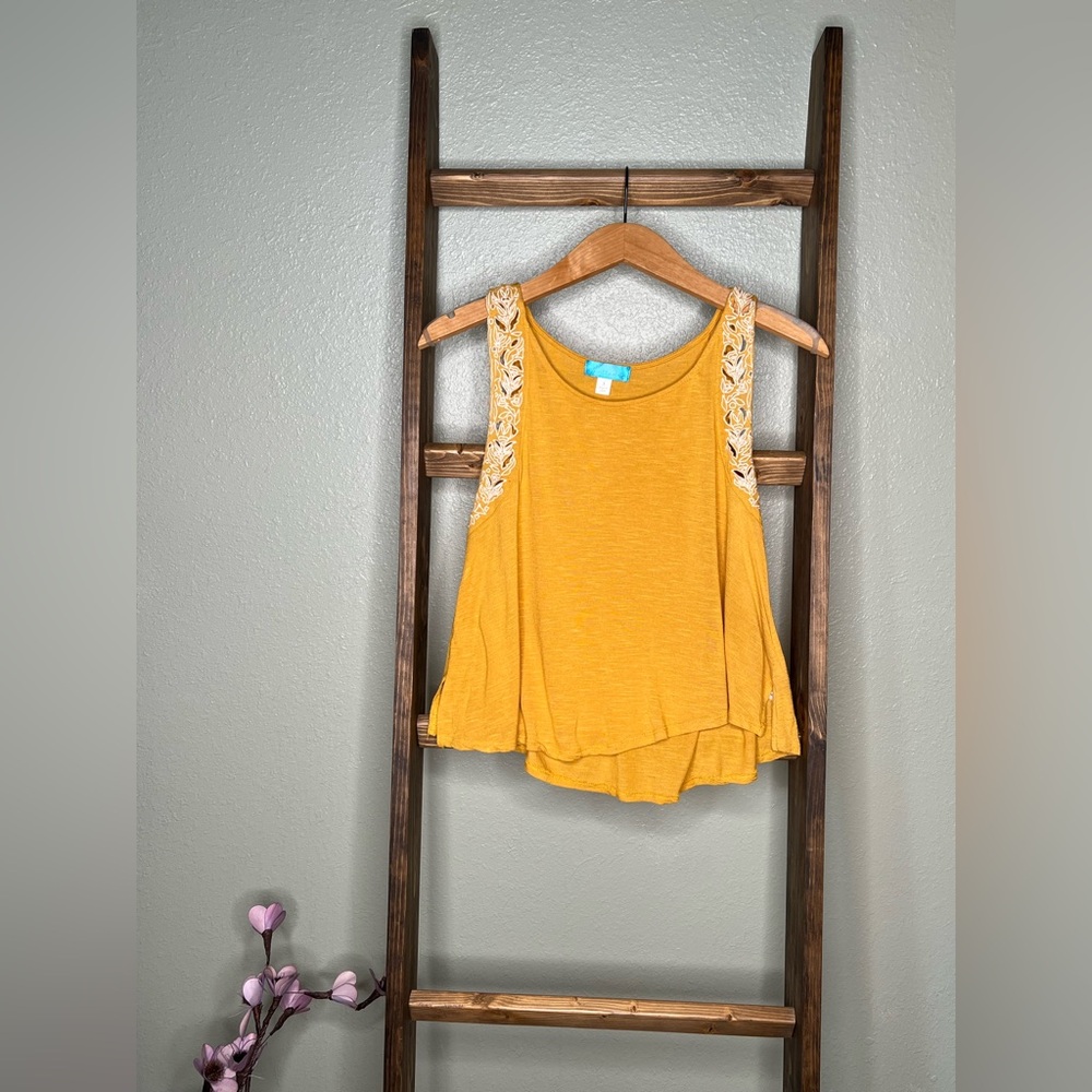Buttons Yellow Asymmetrical Tank Top